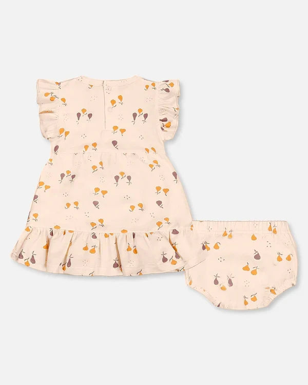 Deux Par Deux Jersey Dress & Bloomer Set - Printed Pear