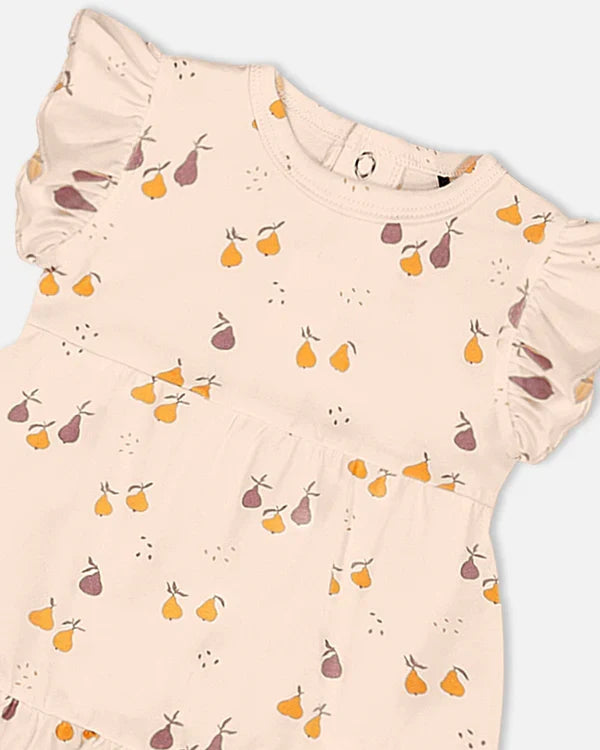 Deux Par Deux Jersey Dress & Bloomer Set - Printed Pear