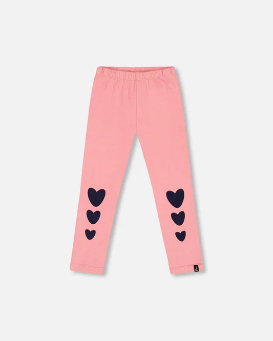 Deux Par Deux Jersey Leggings - Mauve Glow Heart Knee Print