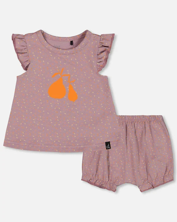 Deux Par Deux Jersey Top and Bloomer Set - Printed Seeds