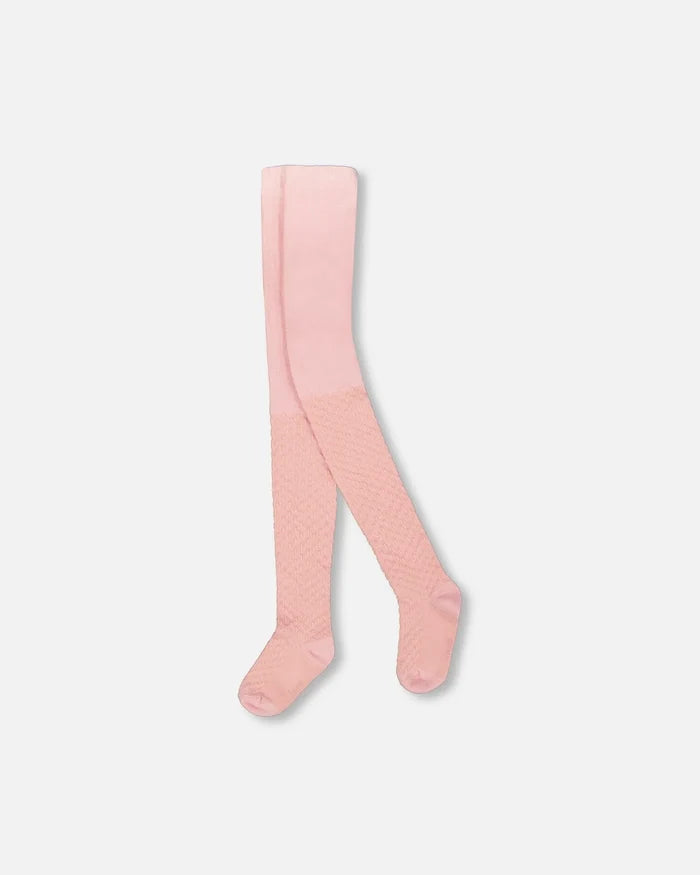 Deux Par Deux Knit Tights - Silver Pink