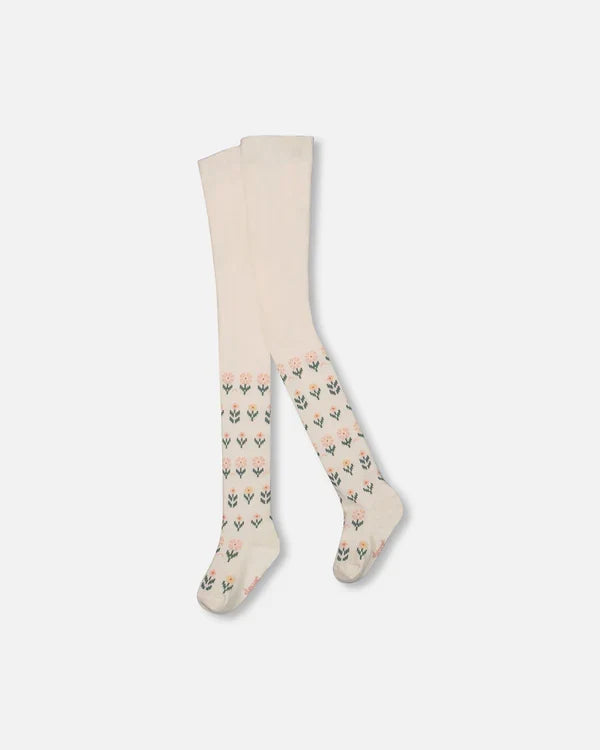Deux Par Deux knit tights with flowers
