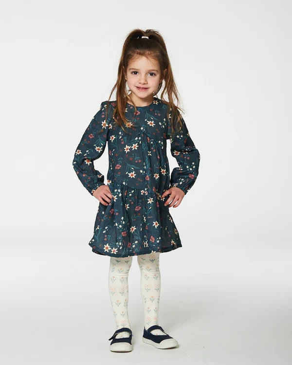 Deux Par Deux knit tights with flowers