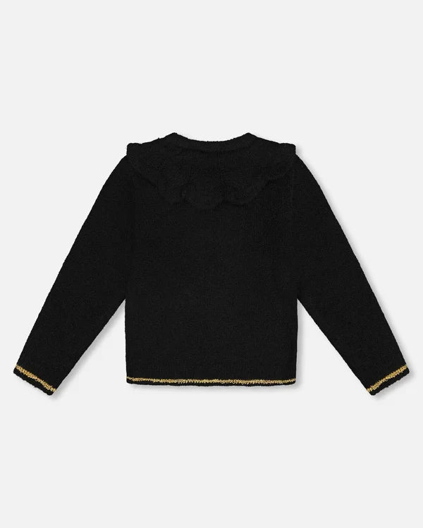 Deux Par Deux Knitted Cardigan - Black Rhinestones