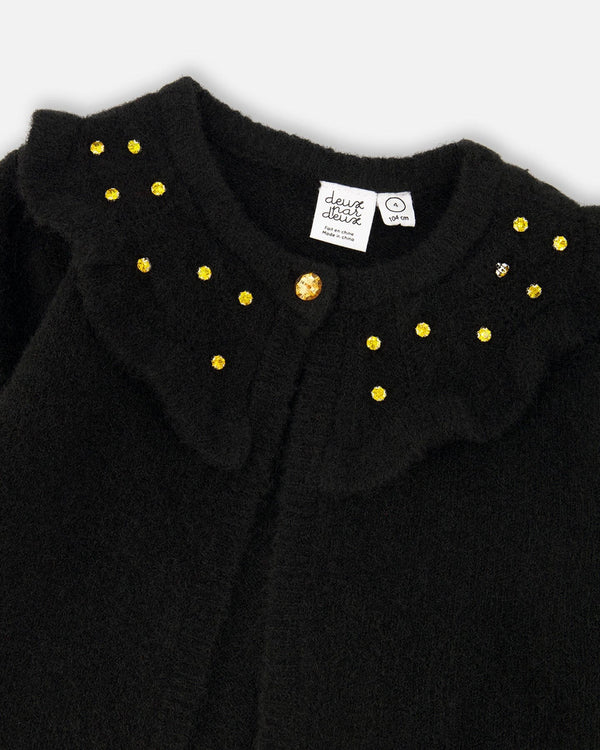 Deux Par Deux Knitted Cardigan - Black Rhinestones