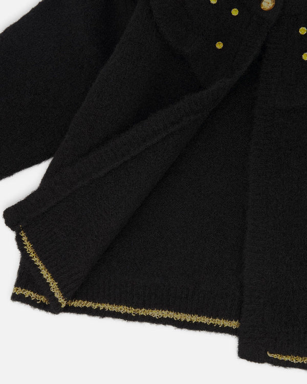 Deux Par Deux Knitted Cardigan - Black Rhinestones