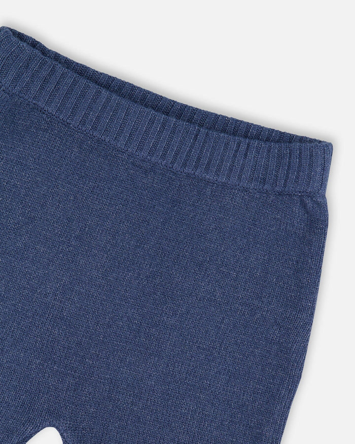 Deux Par Deux Knitted Jacquard Sweater And Pant Set - Moonlight Blue Bears