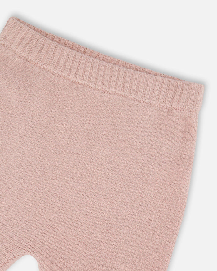 Deux Par Deux Knitted Top And Pant Set - Light Pink