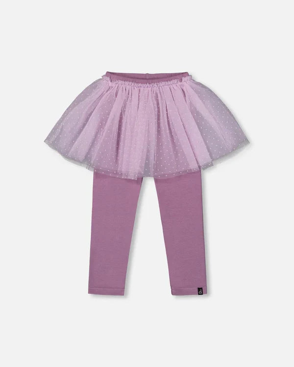 Deux Par Deux Leggings with Tulle Skirt - Dusk