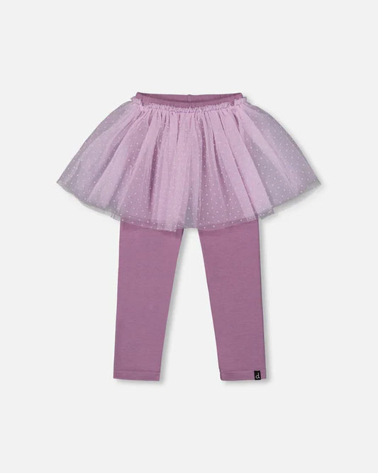 Deux Par Deux Leggings with Tulle Skirt - Dusk