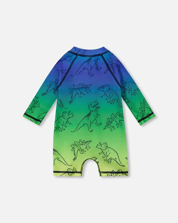 Deux Par Deux Long Sleeve One Piece Rashguard - Dino