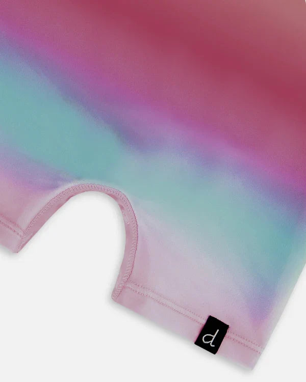 Deux Par Deux Long Sleeve One-Piece Rashguard - Pink Blue Orange Gradient