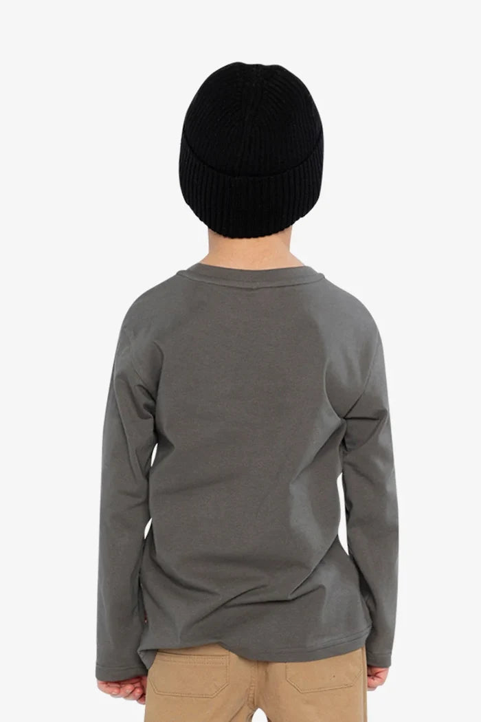 Deux Par Deux Long Sleeve Organic Cotton T-Shirt - Dark Grey