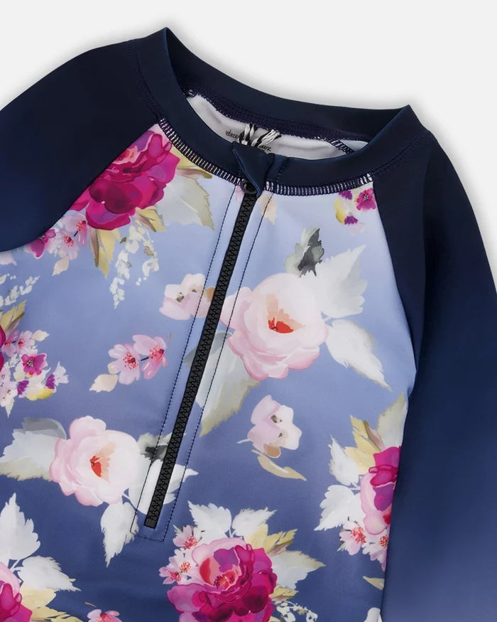 Deux Par Deux Long Sleeve Rashguard - Blue Rose