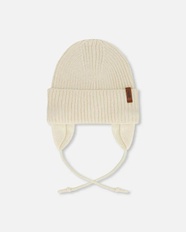 Deux Par Deux Mid-Season Knit Hat - Light Beige