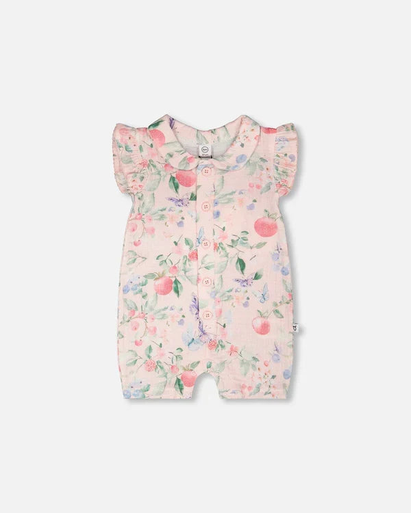 Deux Par Deux Muslin Romper - Printed Berries