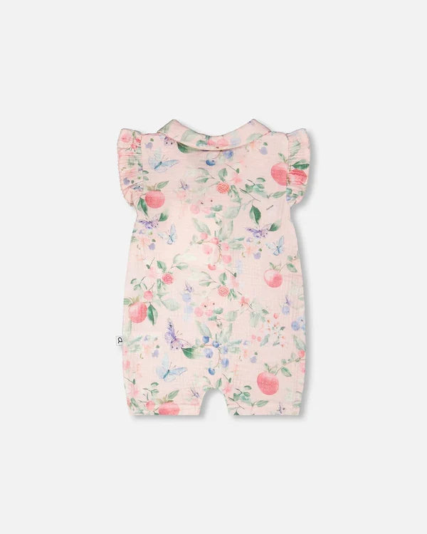 Deux Par Deux Muslin Romper - Printed Berries