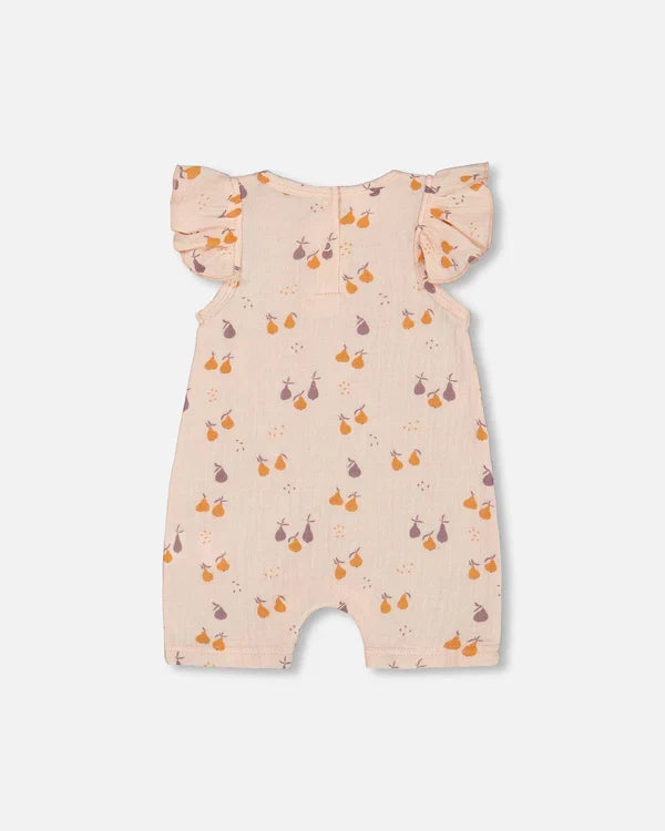 Deux Par Deux Muslin Romper - Printed Pear