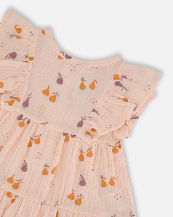 Deux Par Deux Muslin Tunic & Jersey Leggings Set - Printed Pear