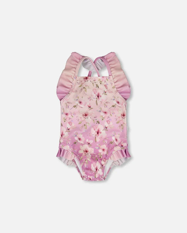 Deux Par Deux One Piece Swimsuit - Gradient Lilac Flower