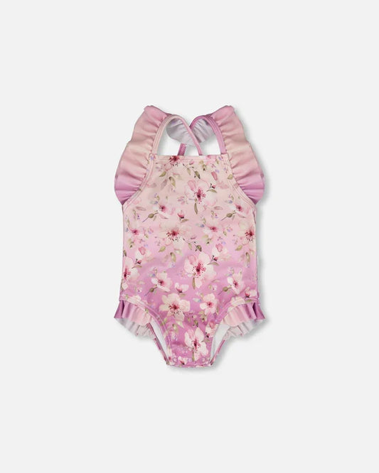 Deux Par Deux One Piece Swimsuit - Gradient Lilac Flower