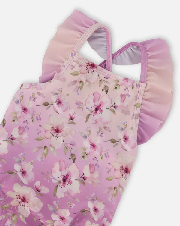 Deux Par Deux One Piece Swimsuit - Gradient Lilac Flower