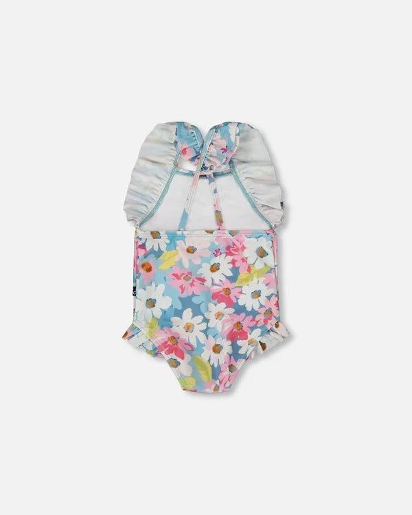 Deux Par Deux One Piece Swimsuit With Frills - Flowers
