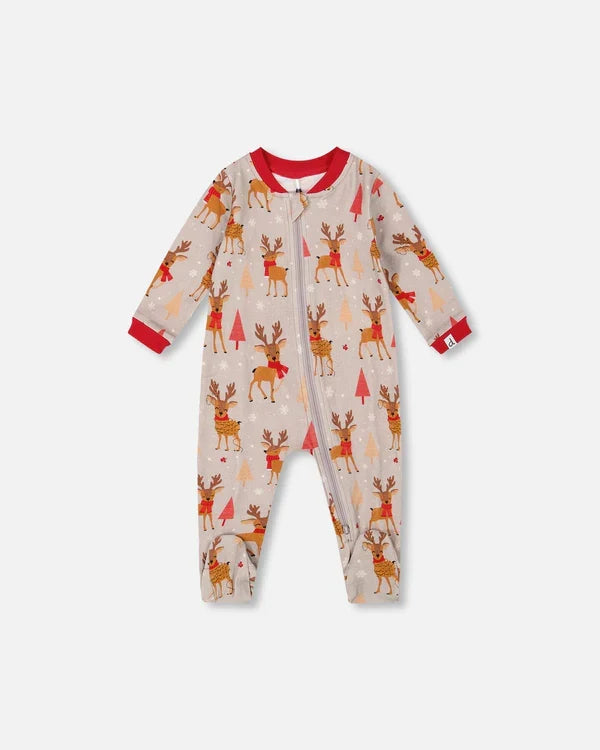 Deux Par Deux Organic Cotton - Printed Christmas Reindeer