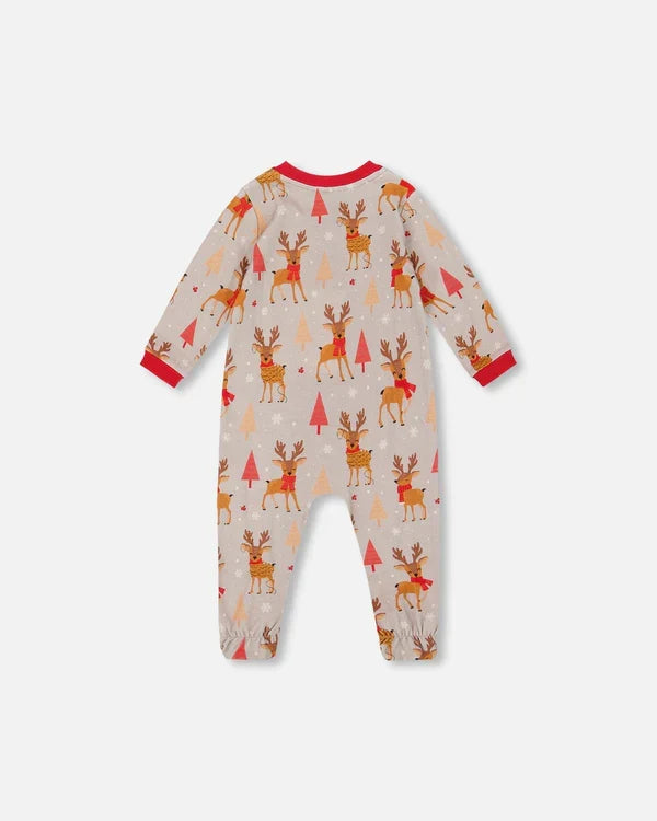 Deux Par Deux Organic Cotton - Printed Christmas Reindeer