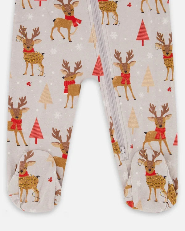 Deux Par Deux Organic Cotton - Printed Christmas Reindeer
