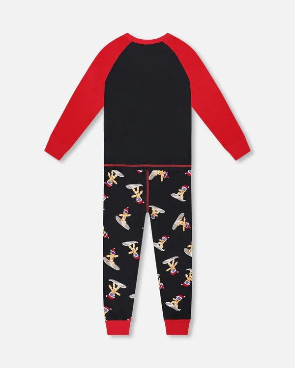 Deux Par Deux Organic Cotton 2pc Pajama Set - Printed Surfing Cookie