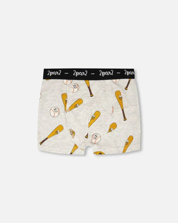 Deux Par Deux Organic Cotton Boxer Shorts - Printed Baseball