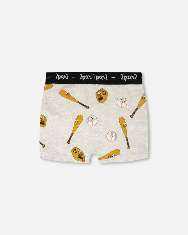 Deux Par Deux Organic Cotton Boxer Shorts - Printed Baseball