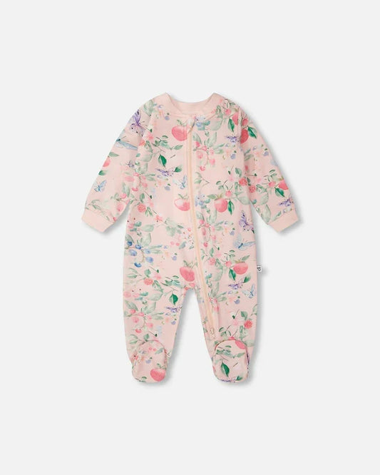 Deux Par Deux Organic Cotton Footie - Printed Berries