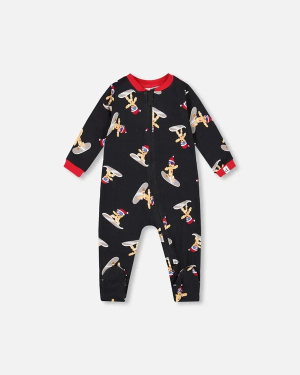 Deux Par Deux Organic Cotton Footie - Printed Surfing Cookie