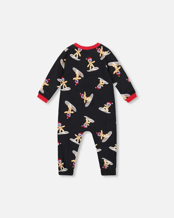 Deux Par Deux Organic Cotton Footie - Printed Surfing Cookie