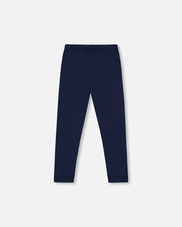 Deux Par Deux Organic Cotton Jersey Leggings - Black Iris with Cats