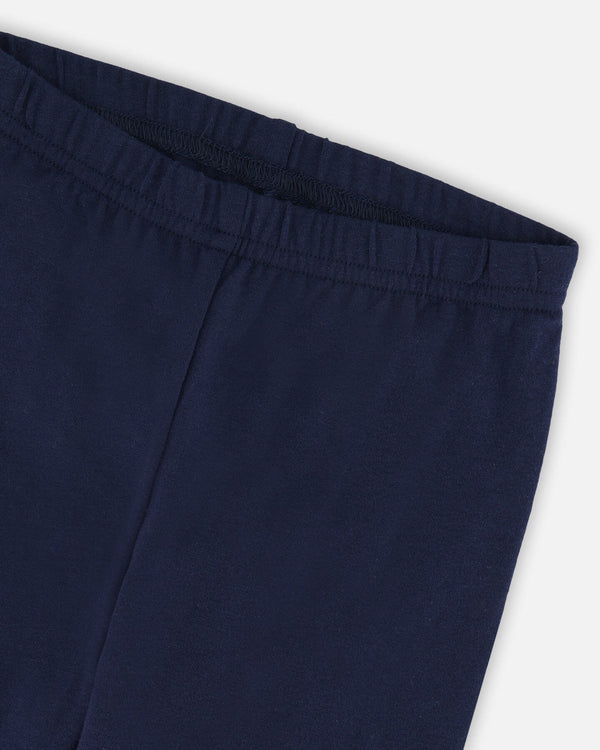 Deux Par Deux Organic Cotton Jersey Leggings - Black Iris with Cats