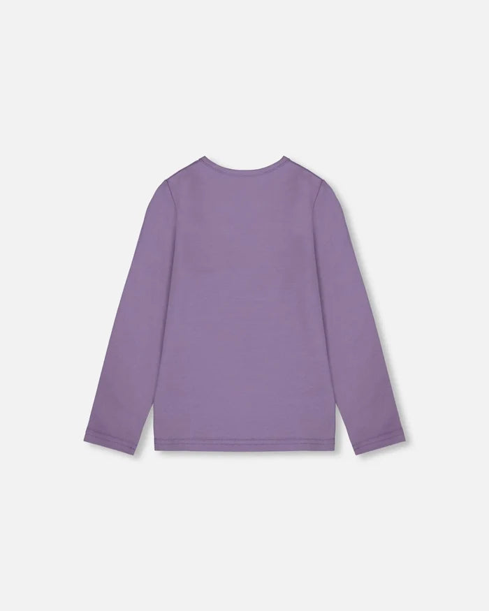 Deux Par Deux Organic Cotton Jersey T-Shirt - Purple With Owl