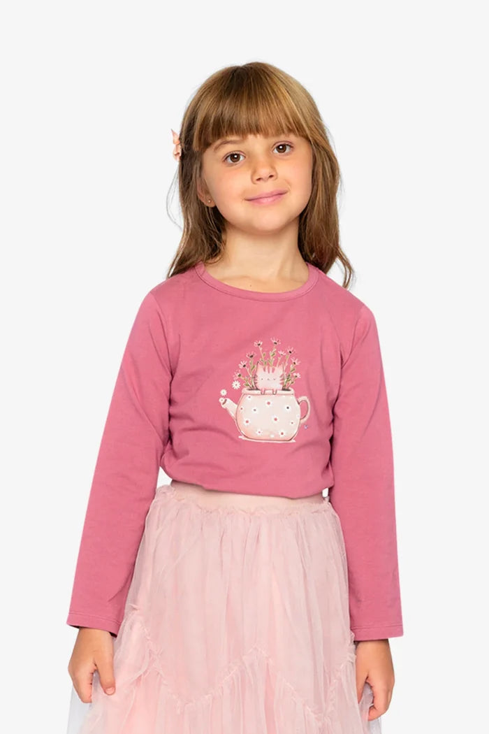 Deux Par Deux Organic Cotton Jersey T-Shirt - Rose Wine Pink