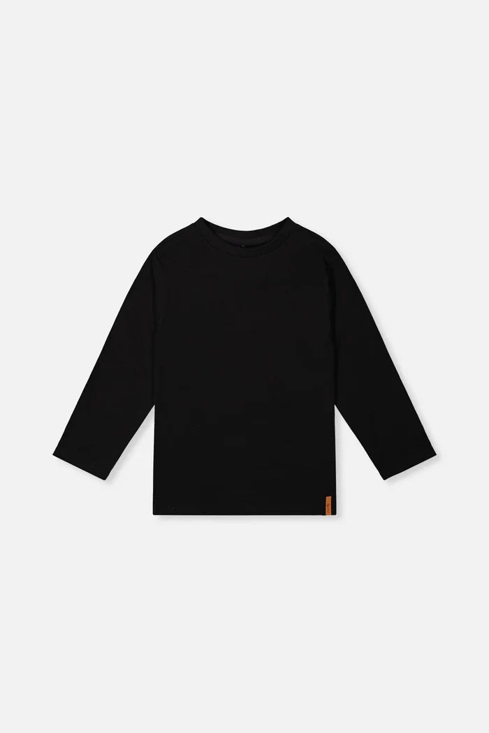 Deux Par Deux Organic Cotton Long Sleeve T-Shirt - Black