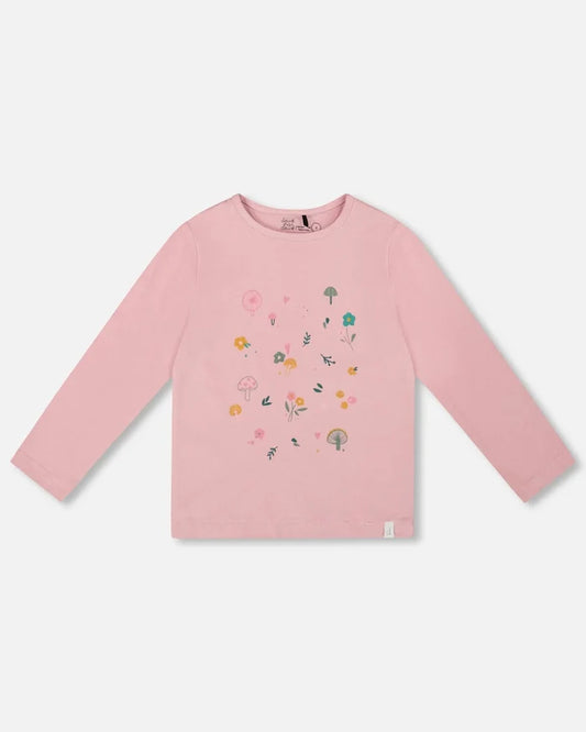 Deux Par Deux Organic Cotton Long Sleeve T-Shirt - Dusty Pink Nectar