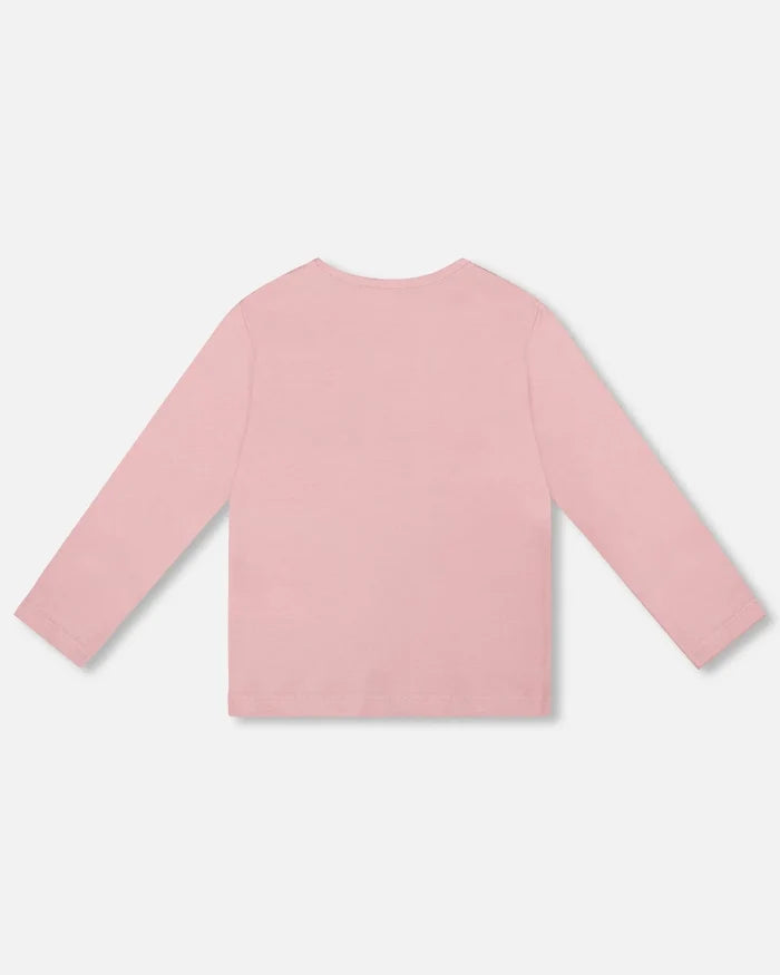Deux Par Deux Organic Cotton Long Sleeve T-Shirt - Dusty Pink Nectar