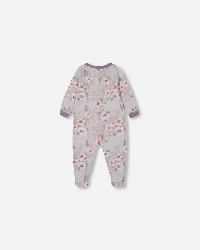 Deux Par Deux Organic Cotton One Piece Pajama - Printed Bouquet of Flowers