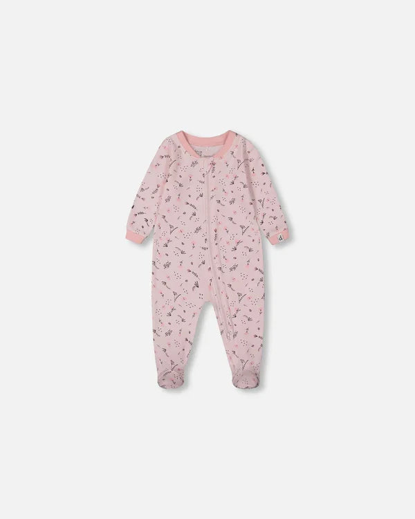Deux Par Deux Organic Cotton One Piece Pajama - Printed Pastel Fields