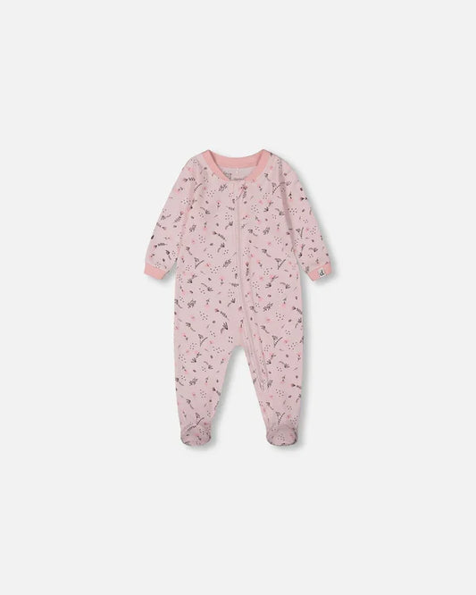 Deux Par Deux Organic Cotton One Piece Pajama - Printed Pastel Fields