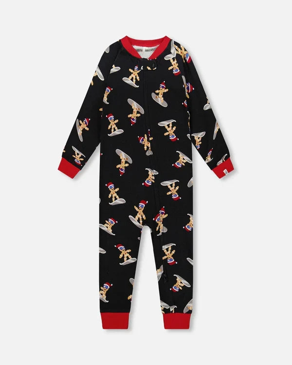 Deux Par Deux Organic Cotton Romper - Printed Surfing Cookie