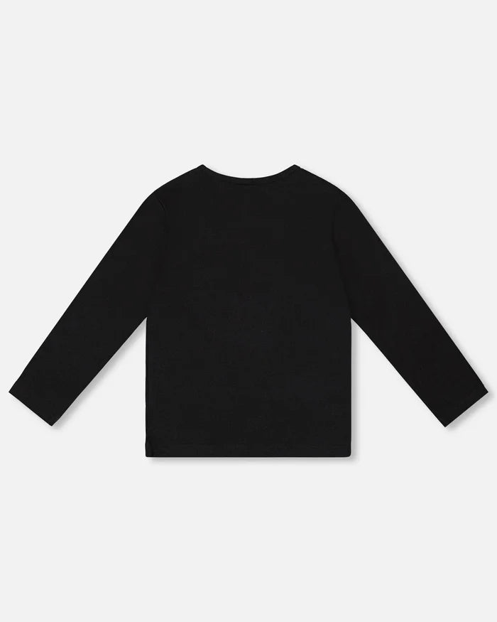 Deux Par Deux Organic Cotton T-Shirt - Anthracite Black Dalmatian