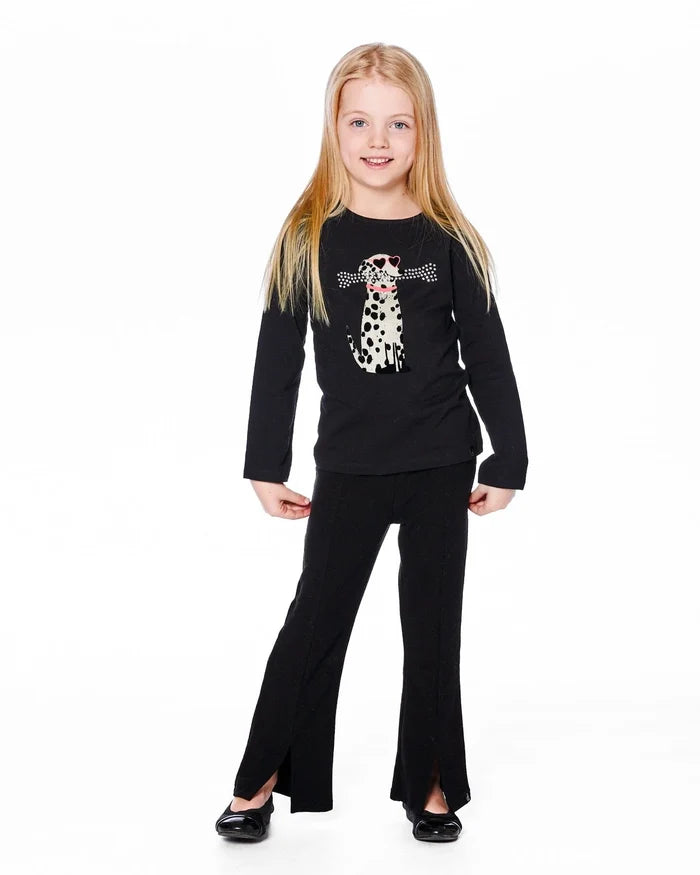 Deux Par Deux Organic Cotton T-Shirt - Anthracite Black Dalmatian