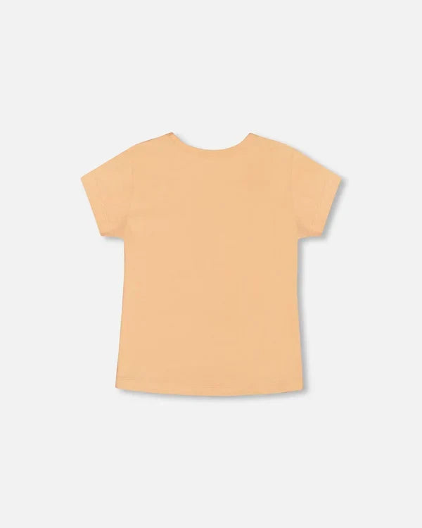 Deux Par Deux Organic Cotton Tee - Caramel Cream Flowers